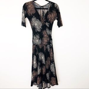 BCBGMAXAZRIA faux wrap ruched waist pullover dress